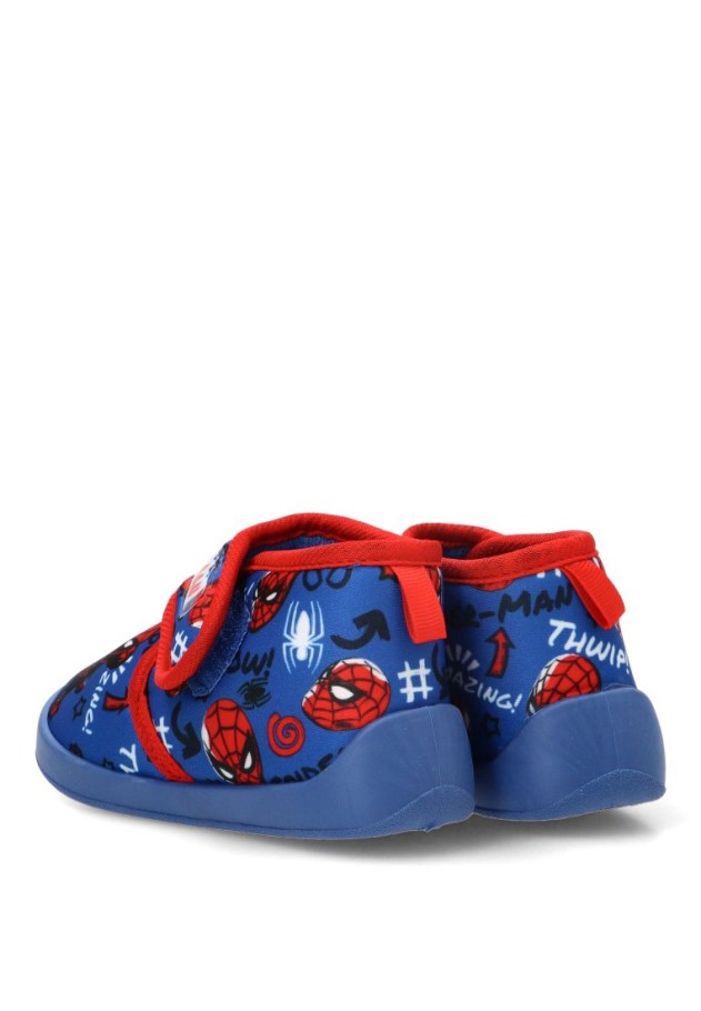 Zapatillas de casa azul textil respetuoso barefoot Spiderman para niño R1310731T