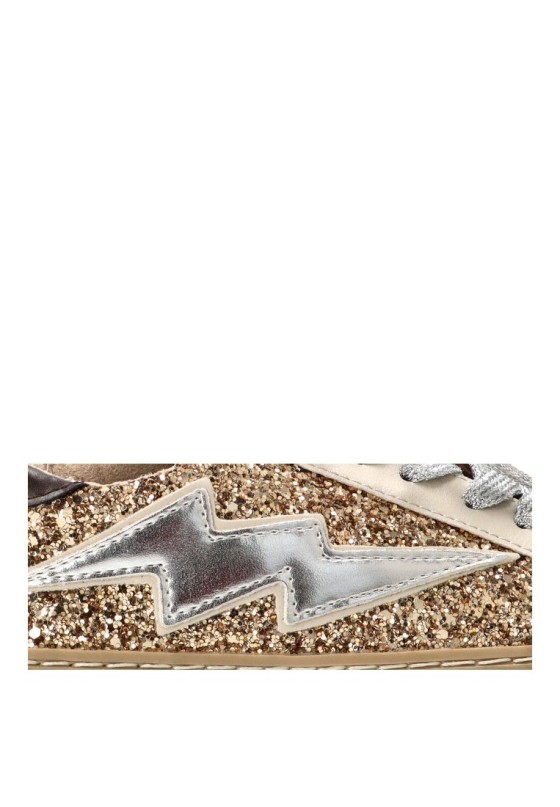 Deportivo glitter con suela plana de mujer M6500 en oro