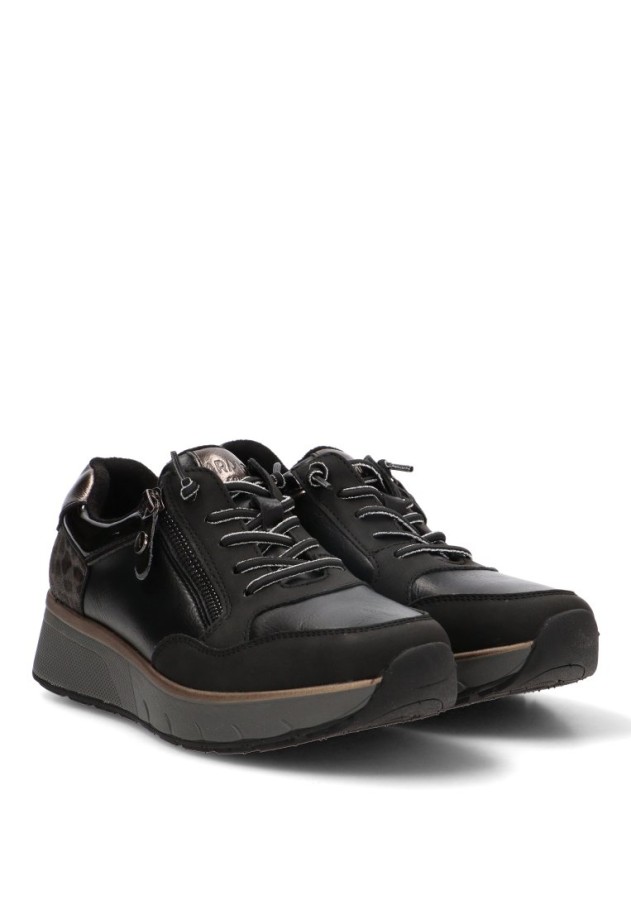 Deportiva negra ARMONY 50045 con cremallera lateral y suela plana