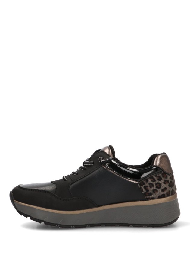 Deportiva negra ARMONY 50045 con cremallera lateral y suela plana