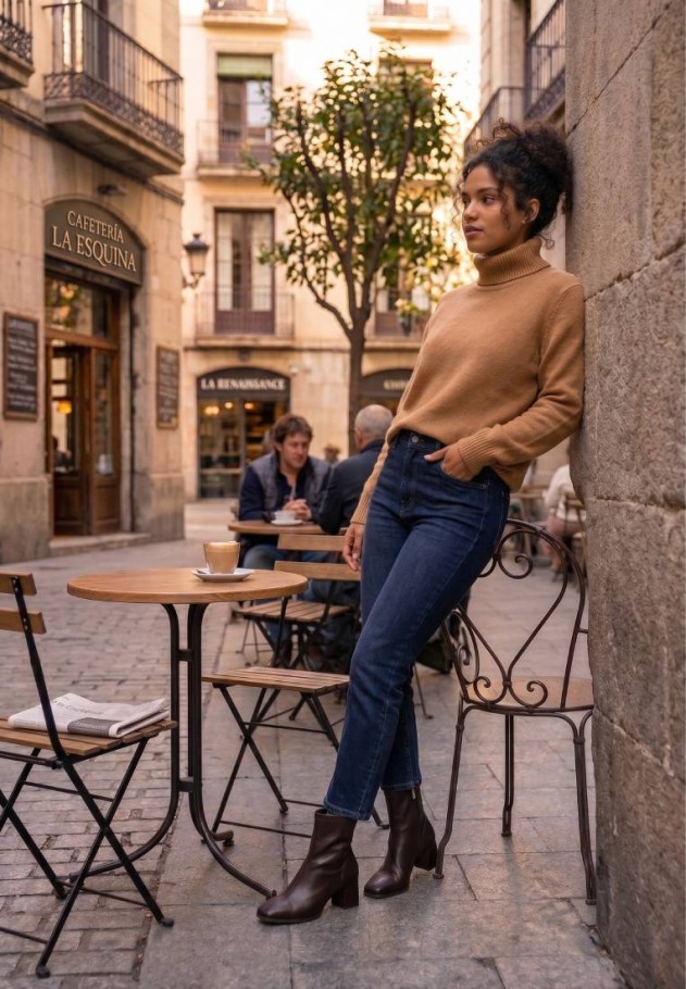 Botín para mujer ETIKA 32012 en café con tacón medio