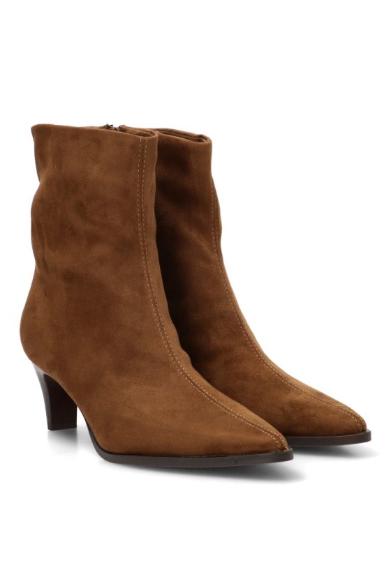 Botín camel de mujer YULIA CR M6885 en antelina con tacón medio