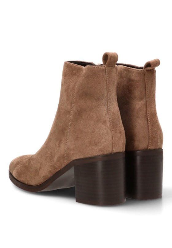 Botín antelina taupe con tacón medio de mujer ETIKA 30054