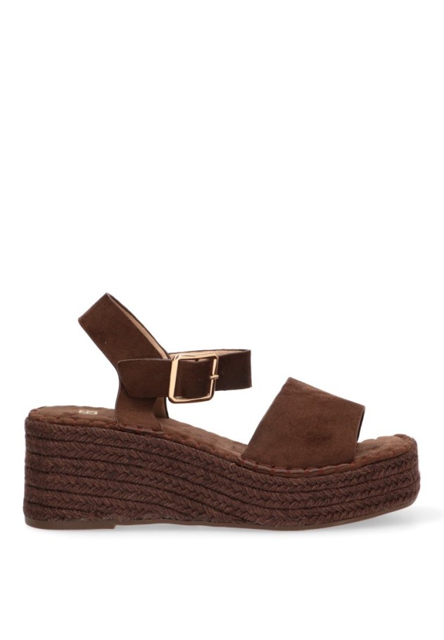 Sandalia Luna Collection con cuña media en antelina color chocolate CF-5764