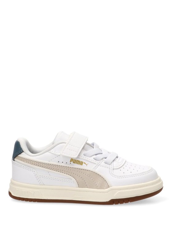 Deportivo para niño PUMA modelo 406897 blanco con cierre de velcro y suela plana