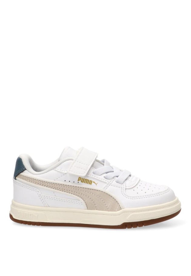 Deportivo para niño PUMA modelo 406897 blanco con cierre de velcro y suela plana