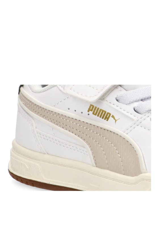 Deportivo para niño PUMA modelo 406897 blanco con cierre de velcro y suela plana