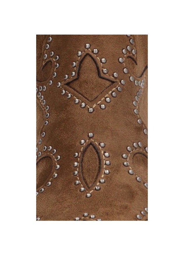 Botín campero camel con tachuelas y tacón medio M6740 de mujer YULIA CR