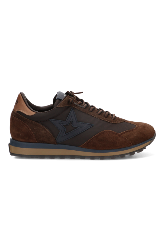 Deportivo C-1259 CETTI para hombre en ante y mesh marrón con suela plana