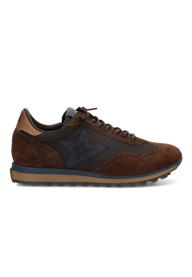 Deportivo C-1259 CETTI para hombre en ante y mesh marrón con suela plana