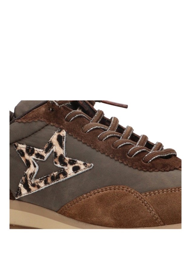 Deportivo CETTI C-1259 en piel y textil taupe con suela plana