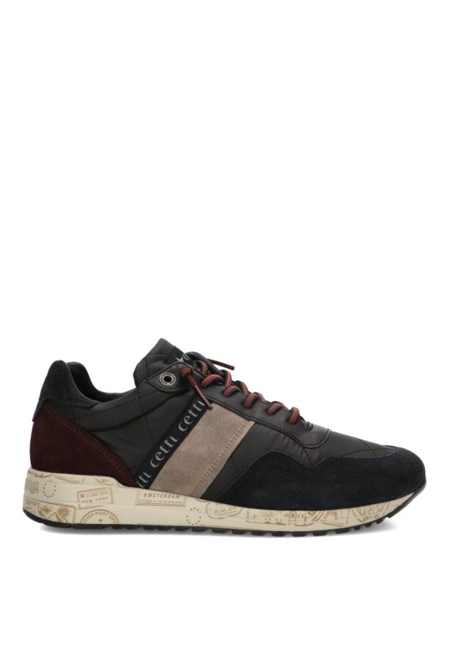 Deportivo negro en piel con suela plana de hombre CETTI C-1370