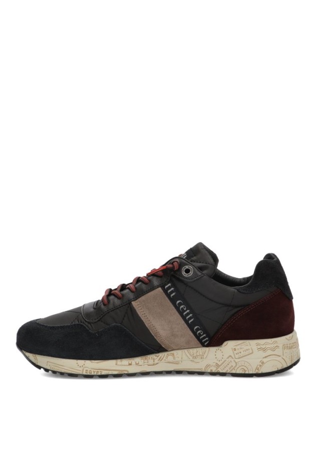 Deportivo negro en piel con suela plana de hombre CETTI C-1370