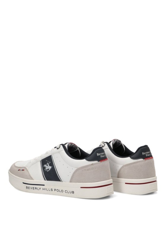 Deportivo blanco sintético con cordones y suela plana para hombre BHM624105