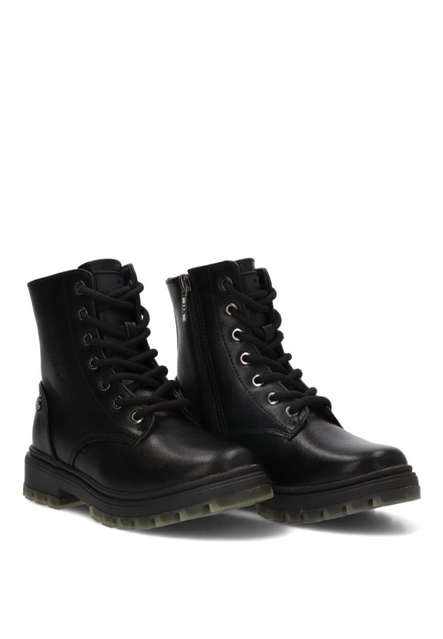 Botín militar negro sintético para niña XTI KIDS 150986, suela plana