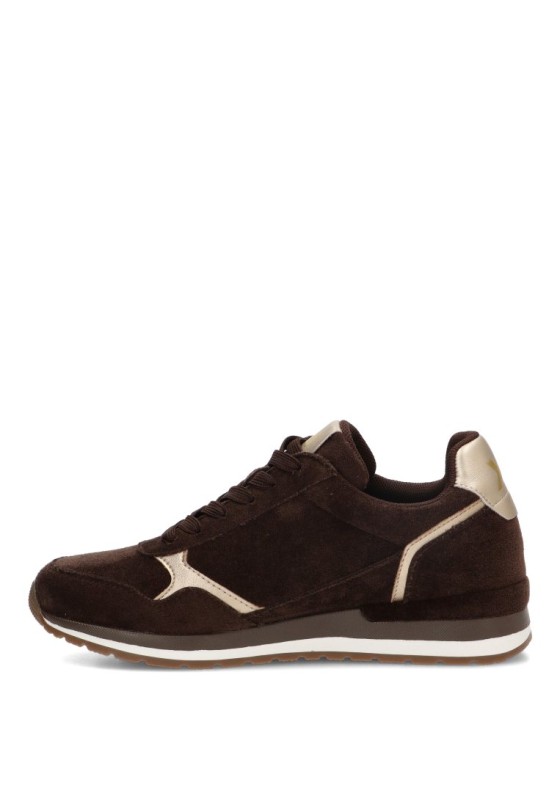 Deportivo marrón textil con suela plana para mujer XTI 146368