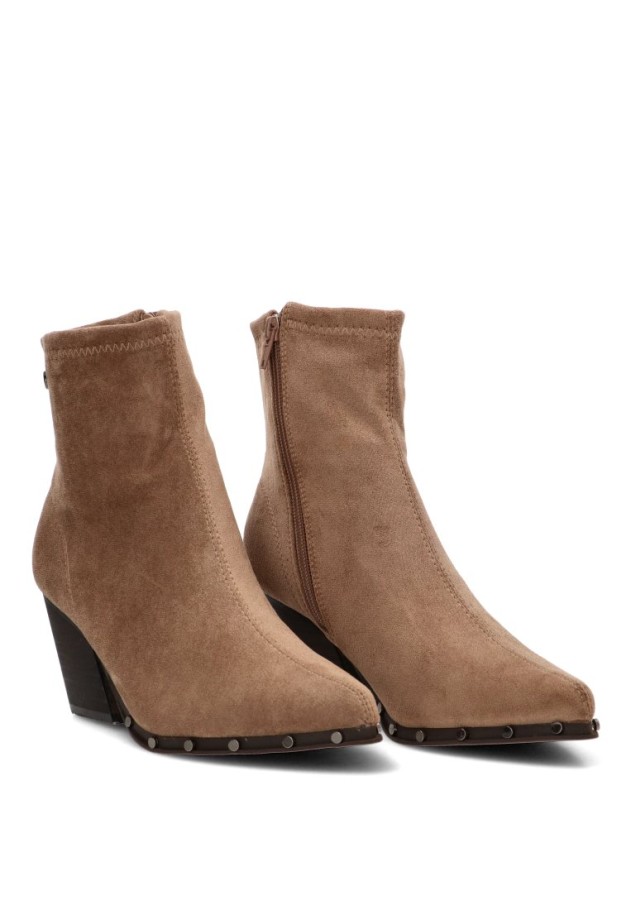 Botín cowboy kakhi con tacón alto de mujer Luna Collection A-6007
