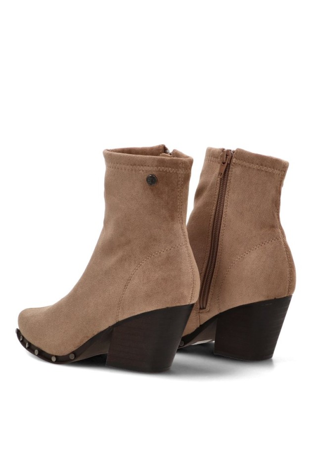 Botín cowboy kakhi con tacón alto de mujer Luna Collection A-6007