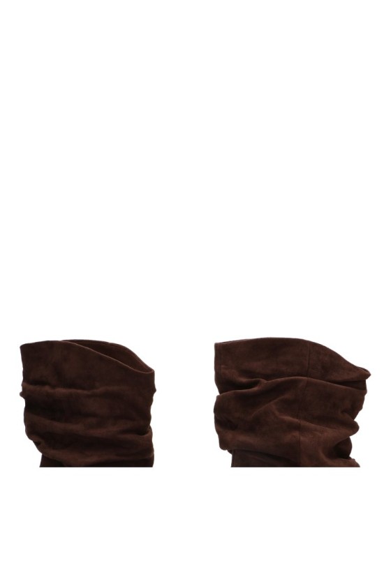 Botín campero arrugado café con tacón alto de mujer Luna Collection A-6026