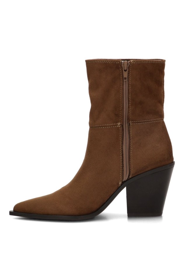 Botín campero de mujer LUNA TREND M6775 en textil camel con tacón bloque