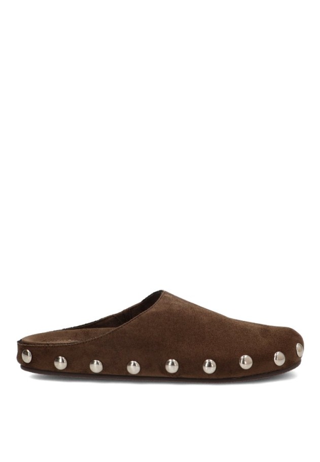 Zueco destalonado con tachuelas kaki de mujer LUNA TREND M6615