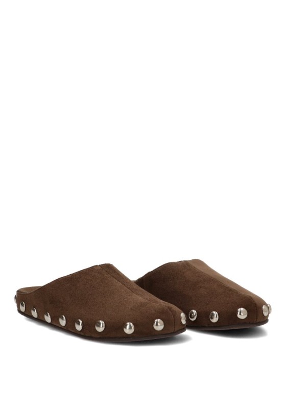 Zueco destalonado con tachuelas kaki de mujer LUNA TREND M6615