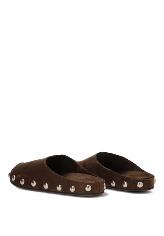 Zueco destalonado con tachuelas kaki de mujer LUNA TREND M6615