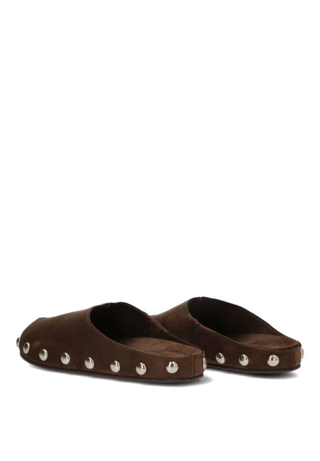 Zueco destalonado con tachuelas kaki de mujer LUNA TREND M6615