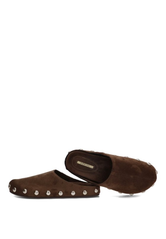 Zueco destalonado con tachuelas kaki de mujer LUNA TREND M6615