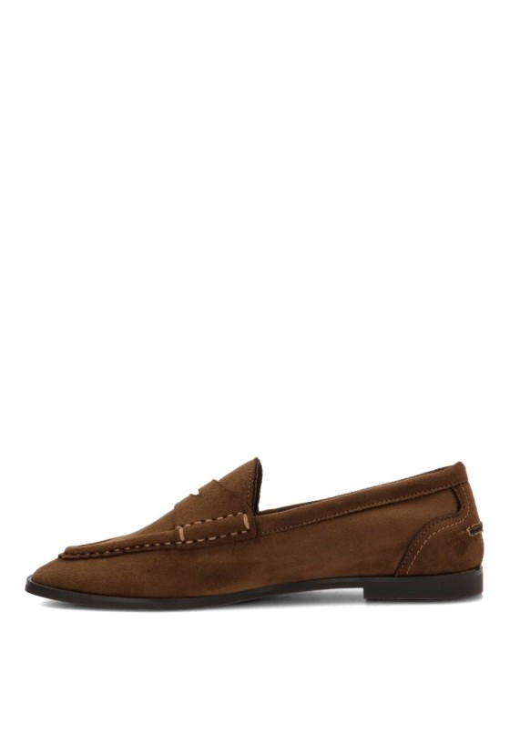 Mocasín textil camel con suela plana de mujer YULIA M6645