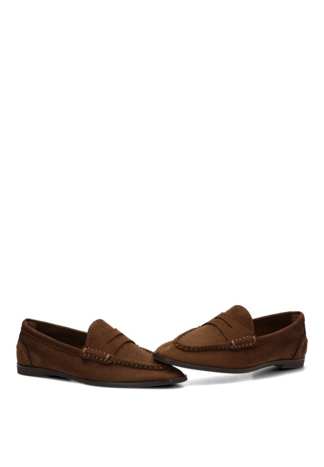 Mocasín textil camel con suela plana de mujer YULIA M6645