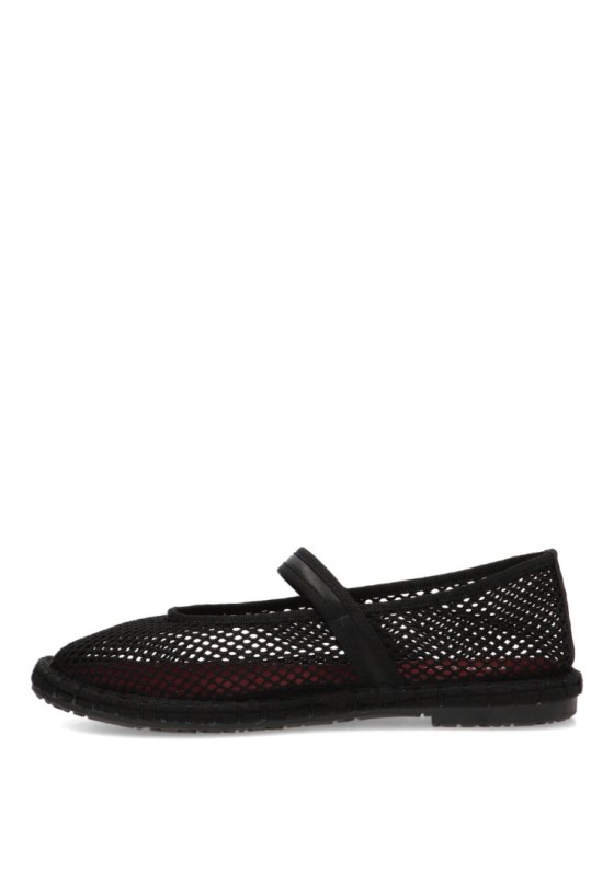 Bailarina de mujer CEREZA CD55 en textil negro con suela plana