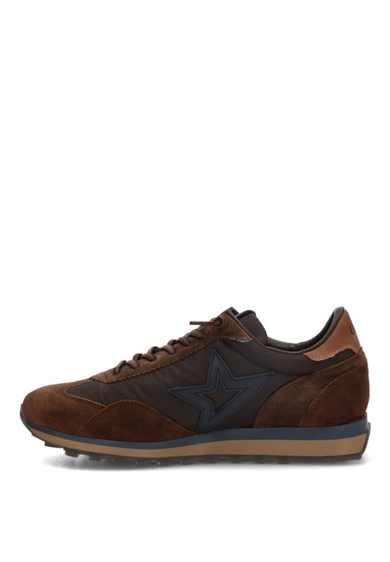 Deportivo C-1259 CETTI para hombre en ante y mesh marrón con suela plana