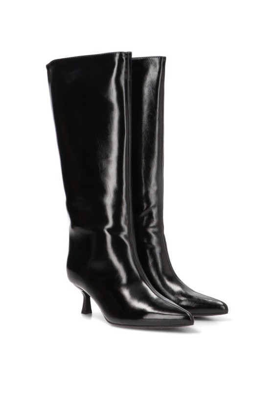 Bota negra sintética con tacón medio y cremallera ETIKA 42418 para mujer