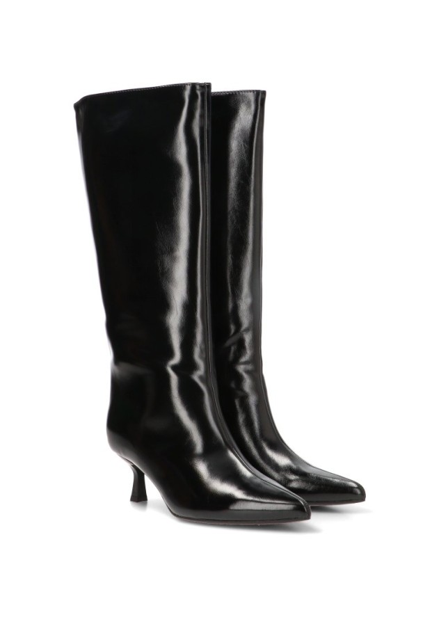 Bota negra sintética con tacón medio y cremallera ETIKA 42418 para mujer