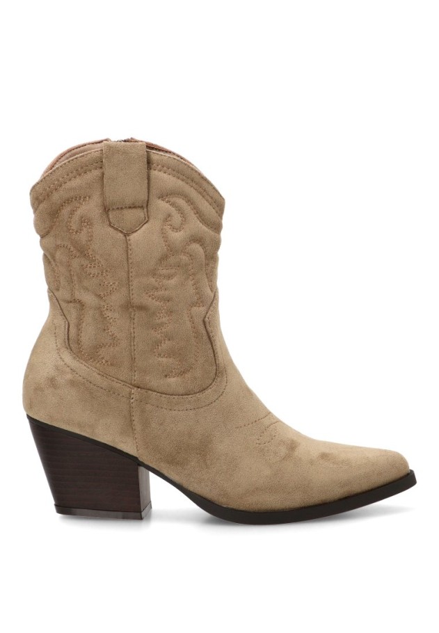 Botín campero taupe con tacón medio de mujer ETIKA 110563