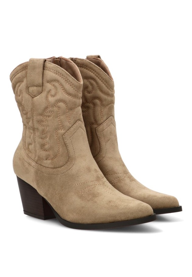 Botín campero taupe con tacón medio de mujer ETIKA 110563