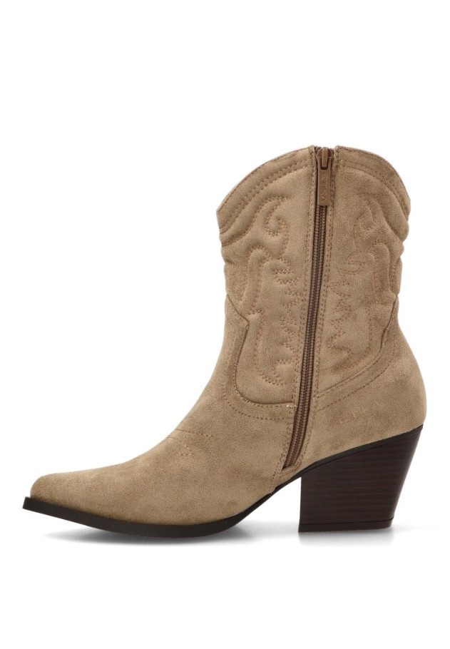 Botín campero taupe con tacón medio de mujer ETIKA 110563