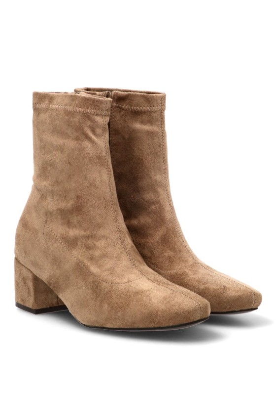 Botín de mujer ETIKA 32014 en antelina taupe con tacón medio