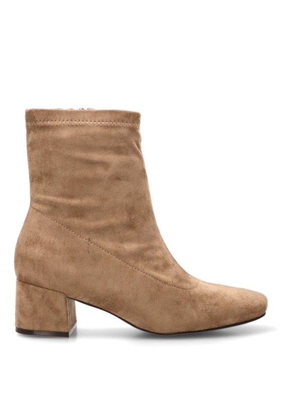 Botín de mujer ETIKA 32014 en antelina taupe con tacón medio
