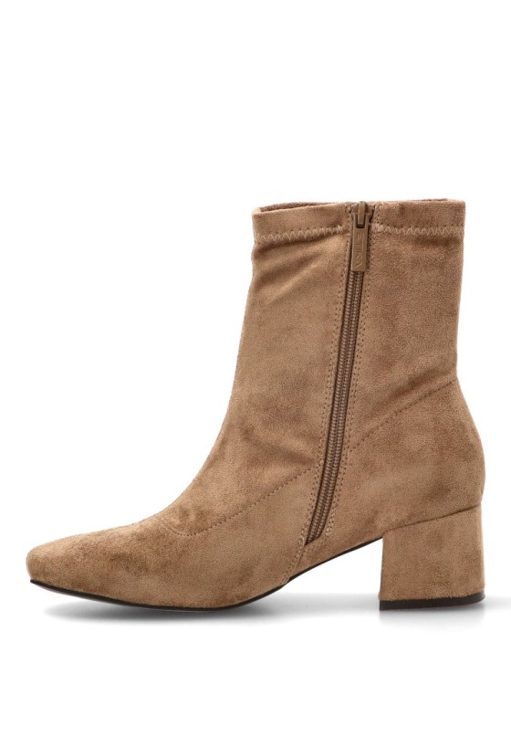 Botín de mujer ETIKA 32014 en antelina taupe con tacón medio