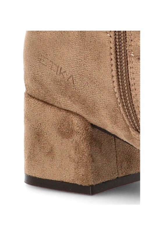 Botín de mujer ETIKA 32014 en antelina taupe con tacón medio
