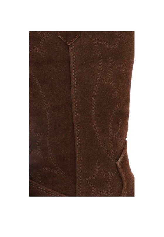 Bota campera café de niña ETIKA 110583 en antelina y tacón medio