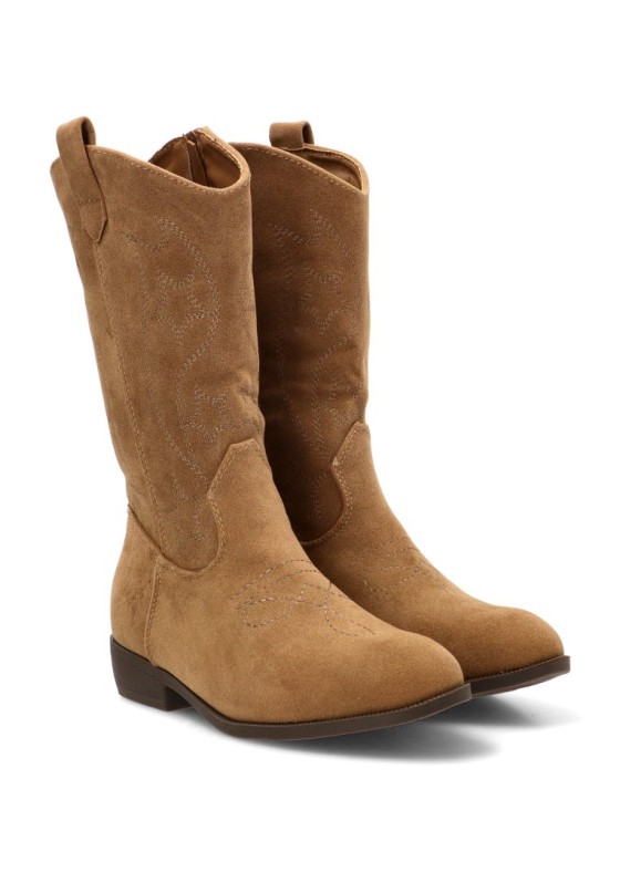 Bota campera con tacón medio de antelina camel para niña ETIKA 110583