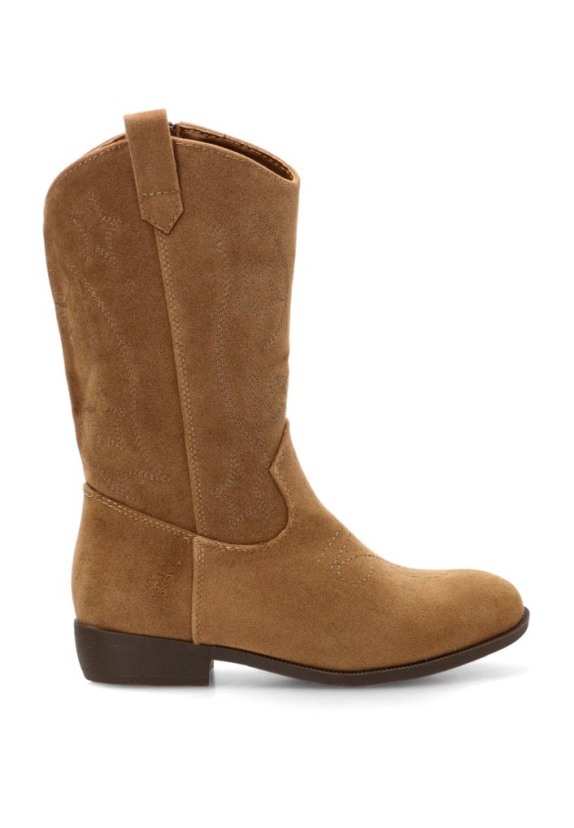 Bota campera con tacón medio de antelina camel para niña ETIKA 110583