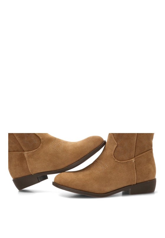 Bota campera con tacón medio de antelina camel para niña ETIKA 110583