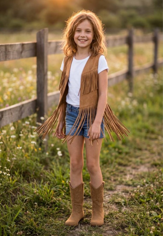 Bota campera con tacón medio de antelina camel para niña ETIKA 110583