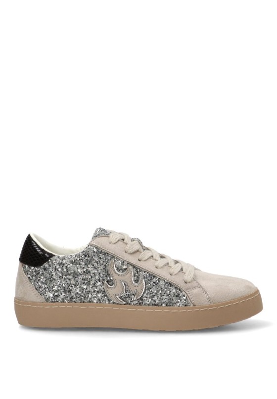 Deportivo casual plata CEREZA H827 con suela plana para mujer