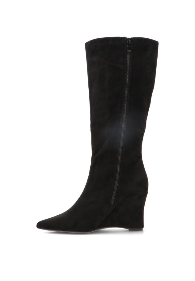 Bota con cuña alta de mujer en antelina negra Luna Collection S-6096