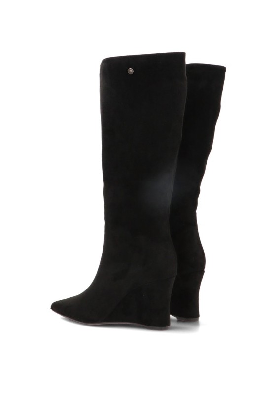 Bota con cuña alta de mujer en antelina negra Luna Collection S-6096